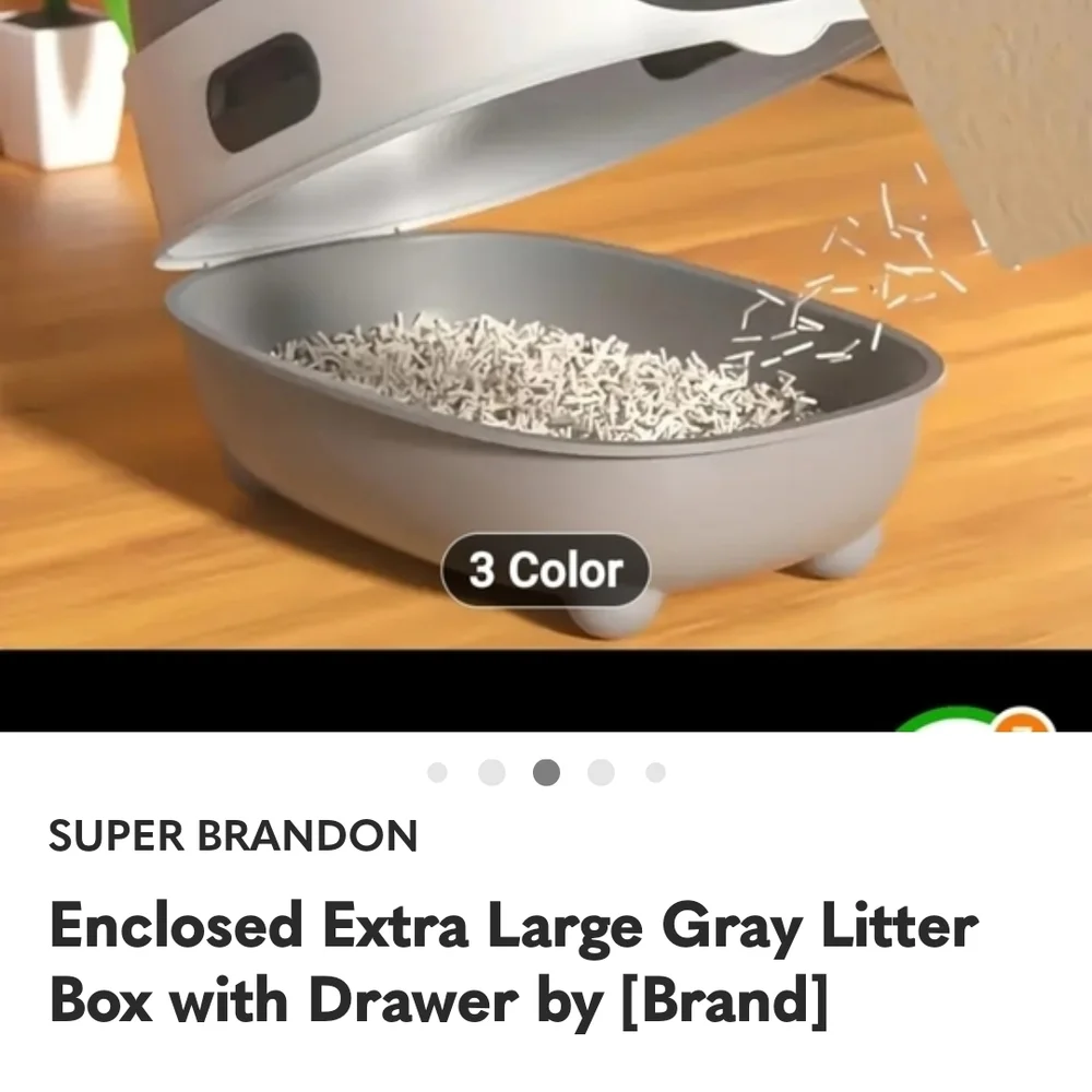 Enclosed Extra Large Gray Litter Box with Drawer